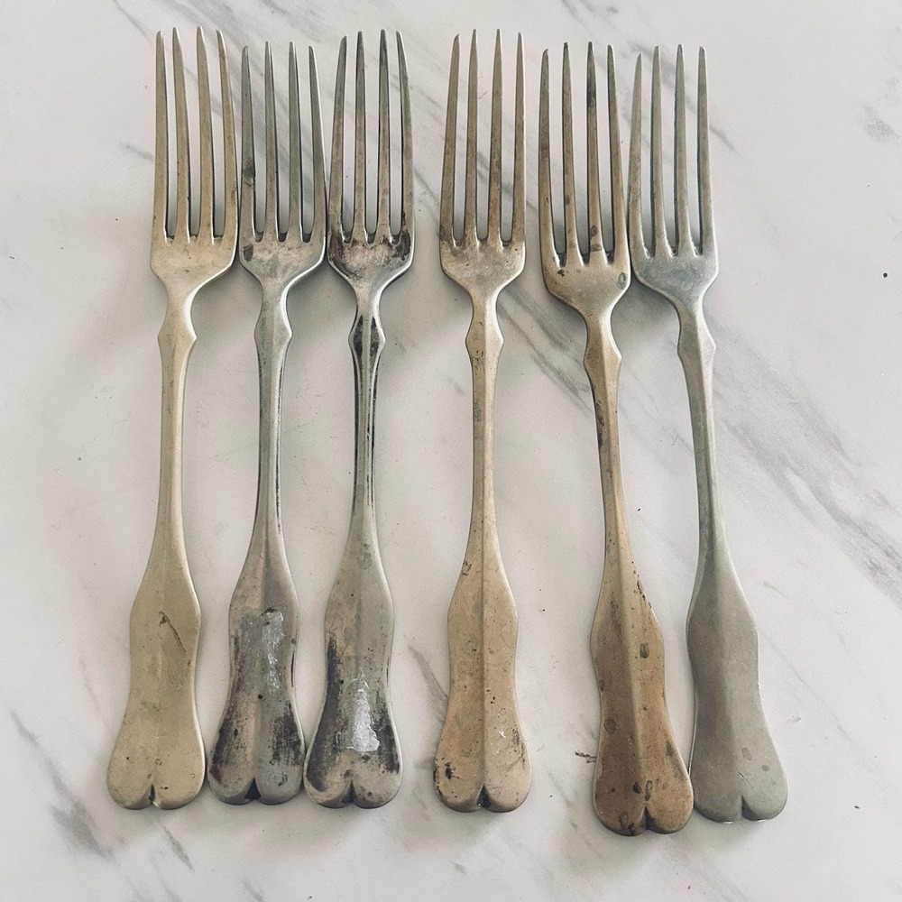 Vintage Marcin Jarra Poland Silverplate Dinner Forks 8 1/2" Bundle of 6 BxA